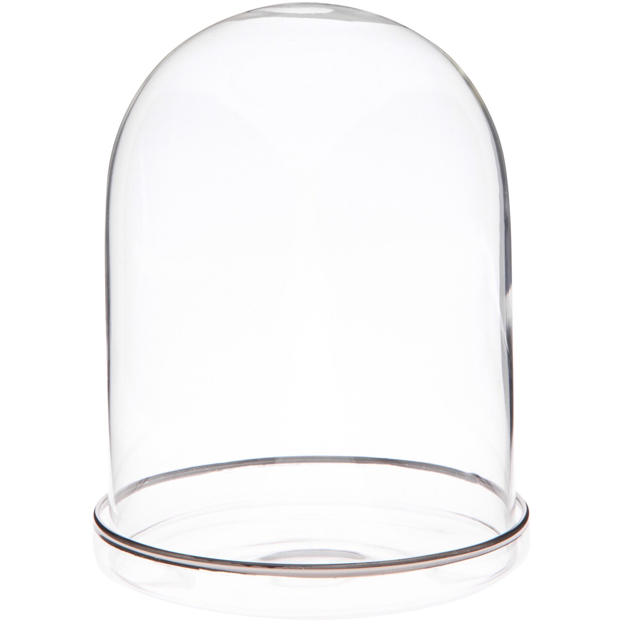Plymor 4" x 5.5" Glass Display Dome Cloche (Silver Rim Glass Tray Base)